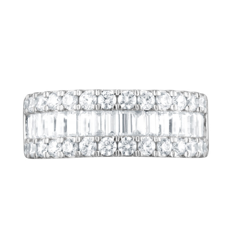 Round and Baguette Lab Grown Diamond 2ctw. Multi Row Wedding Ring in 14k White Gold image number null